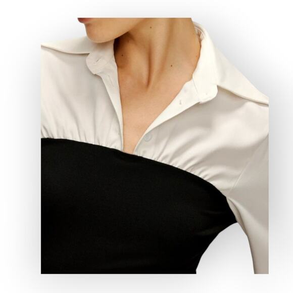 Commense Black and White Two-Tone Panel Polo Shirt – Size L (US 8/10) - Picture 3 of 7